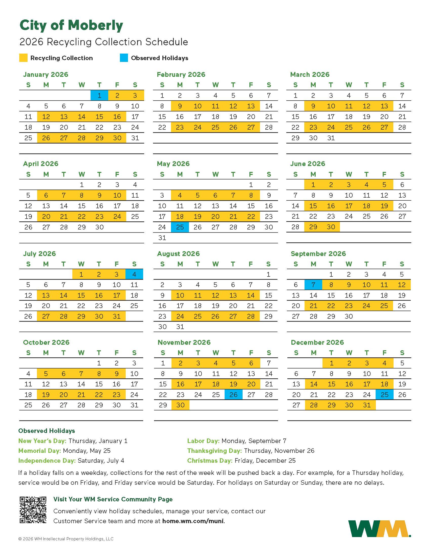 2026 Recycling Calendar
